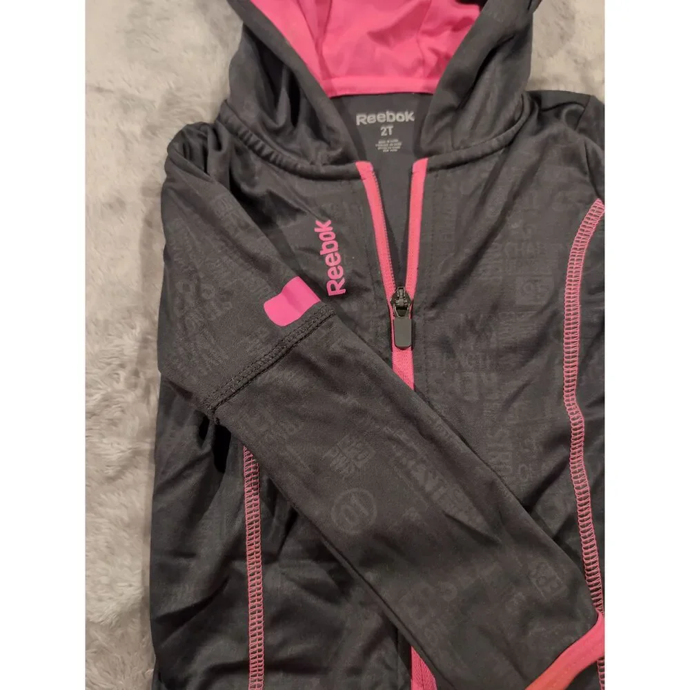 Reebok Toddler Girls Pink Hooded Zippered Long Sleeve Jacket Size 2